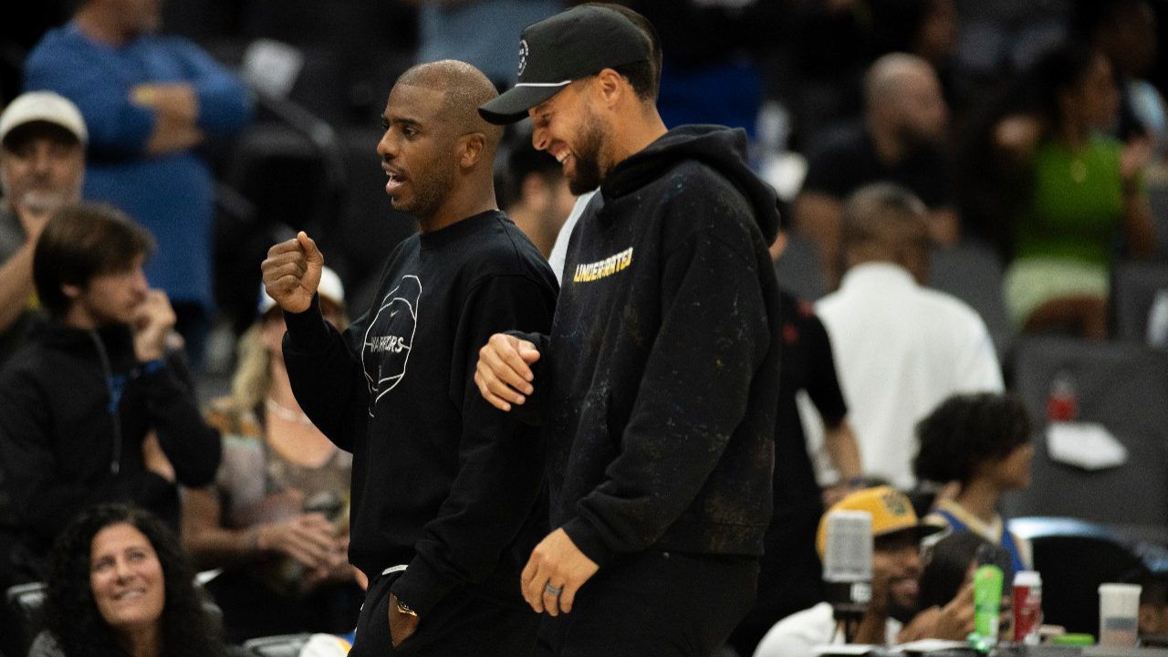 Golden State Warriors' Stephen Curry holds his All-Star game