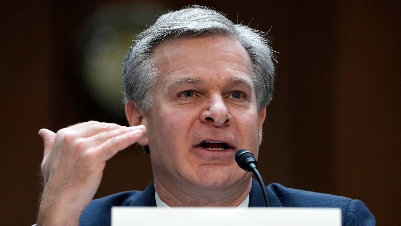FBI Director Christopher Wray testifies before a Senate Judiciary Committee oversight hearing on Capitol Hill in Washington, Dec. 5, 2023. (AP Photo/Susan Walsh)
