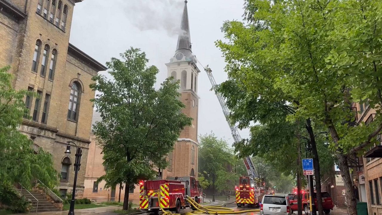 Catholic church in downtown Madison catches fire