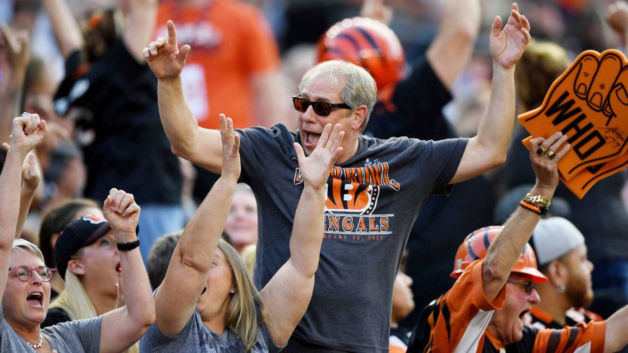 Bengals fans celebrate in the streets of Cincinnati