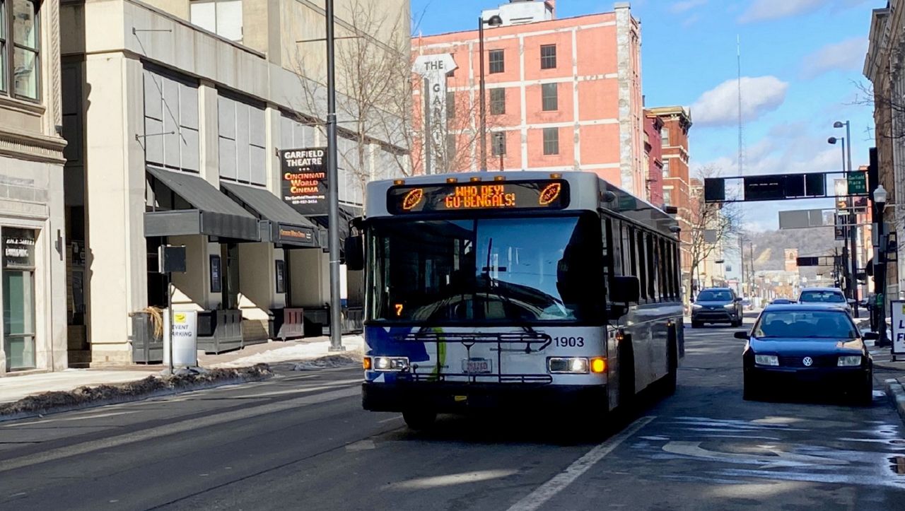 Cincinnati Metro offered fare-free service on Super Bowl Sunday 2022. The fare-free promotion aims to attract new bus users. (Casey Weldon/Spectrum News 1)