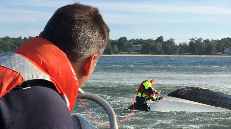 Seven Rescued From Capsized Boat off the Coast of City Island