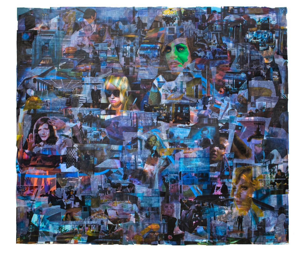 Clair Morey, Luxuries, 2021. Photo transparency, acrylic, and oil on canvas, 84 x 96 inches. (Courtesy of the artist)