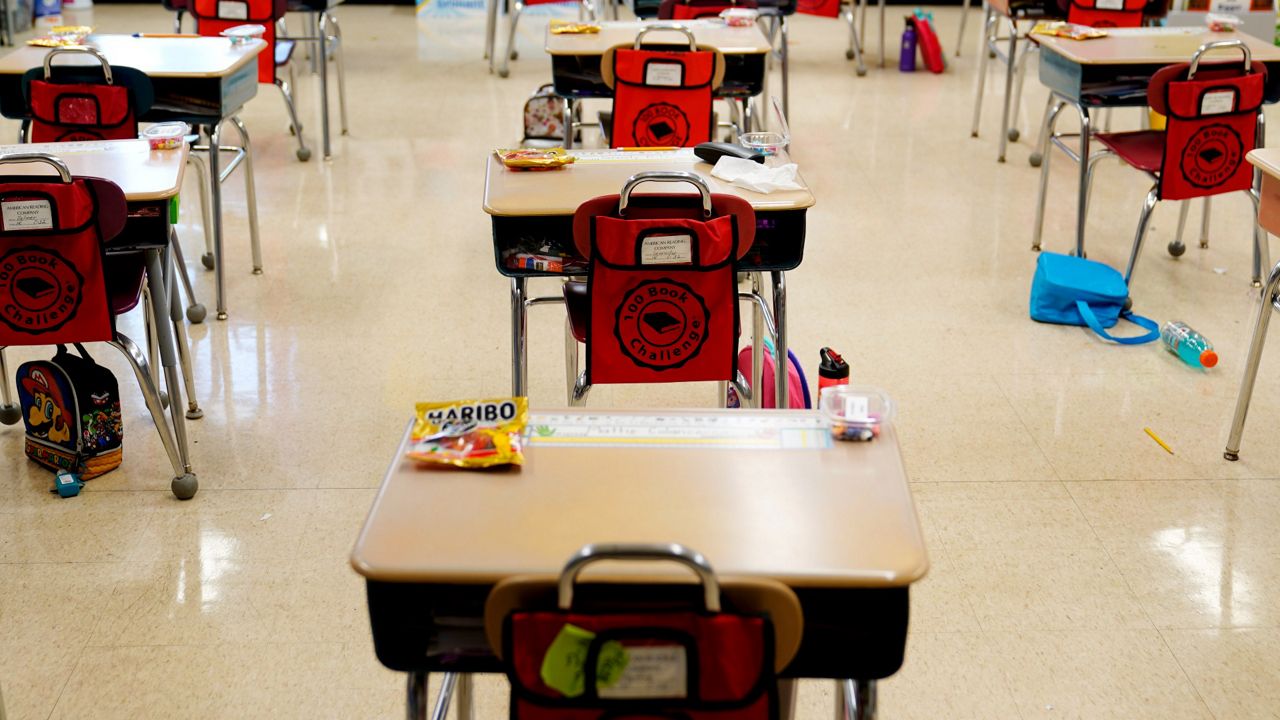 classroom with empty desks