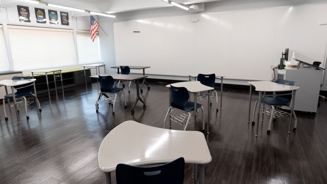empty classroom desks