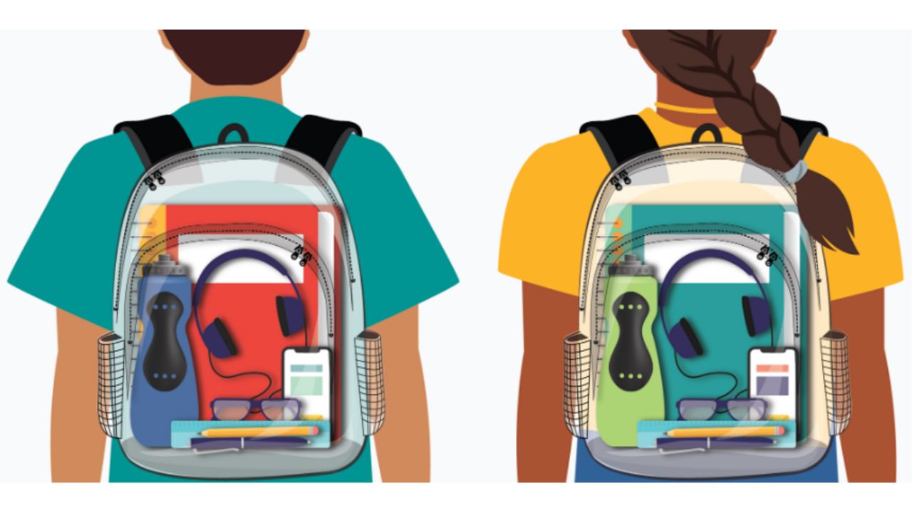 A CCSD school requires clear backpacks for students