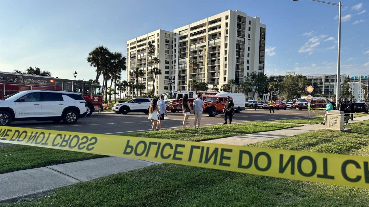 Residents at South Beach III Condos in Clearwater were evacuated Tuesday as rescue officials investigated the structural integrity of the building. (Spectrum News/Josh Rojas)