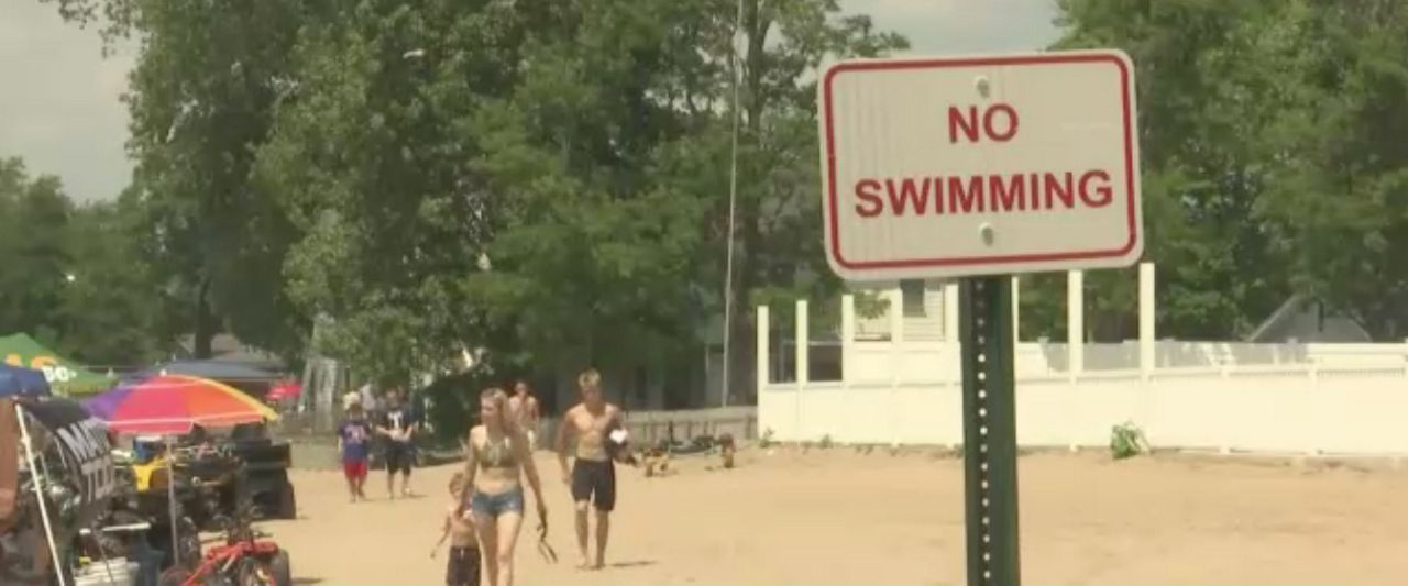 No swimming signs at Sylvan Beach