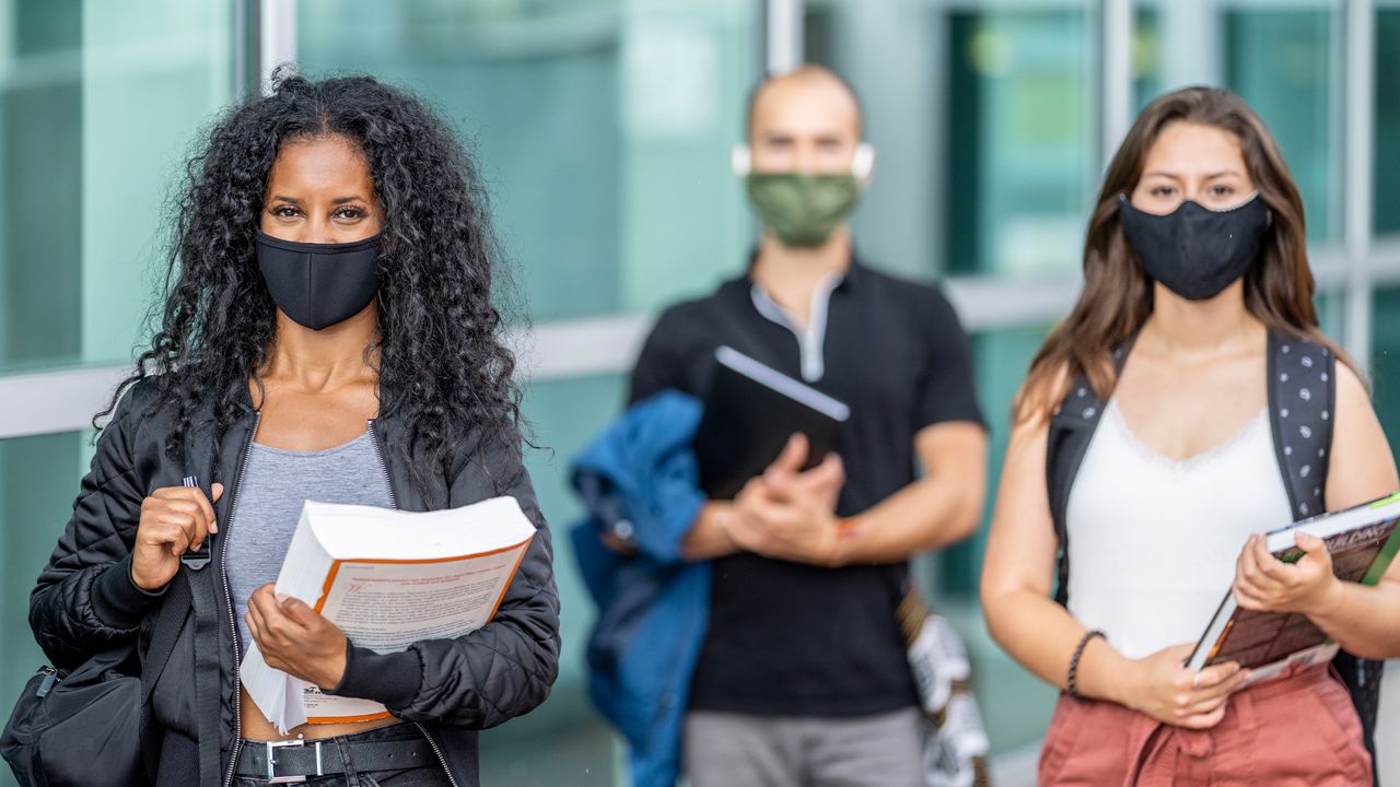 Diverse students on campus