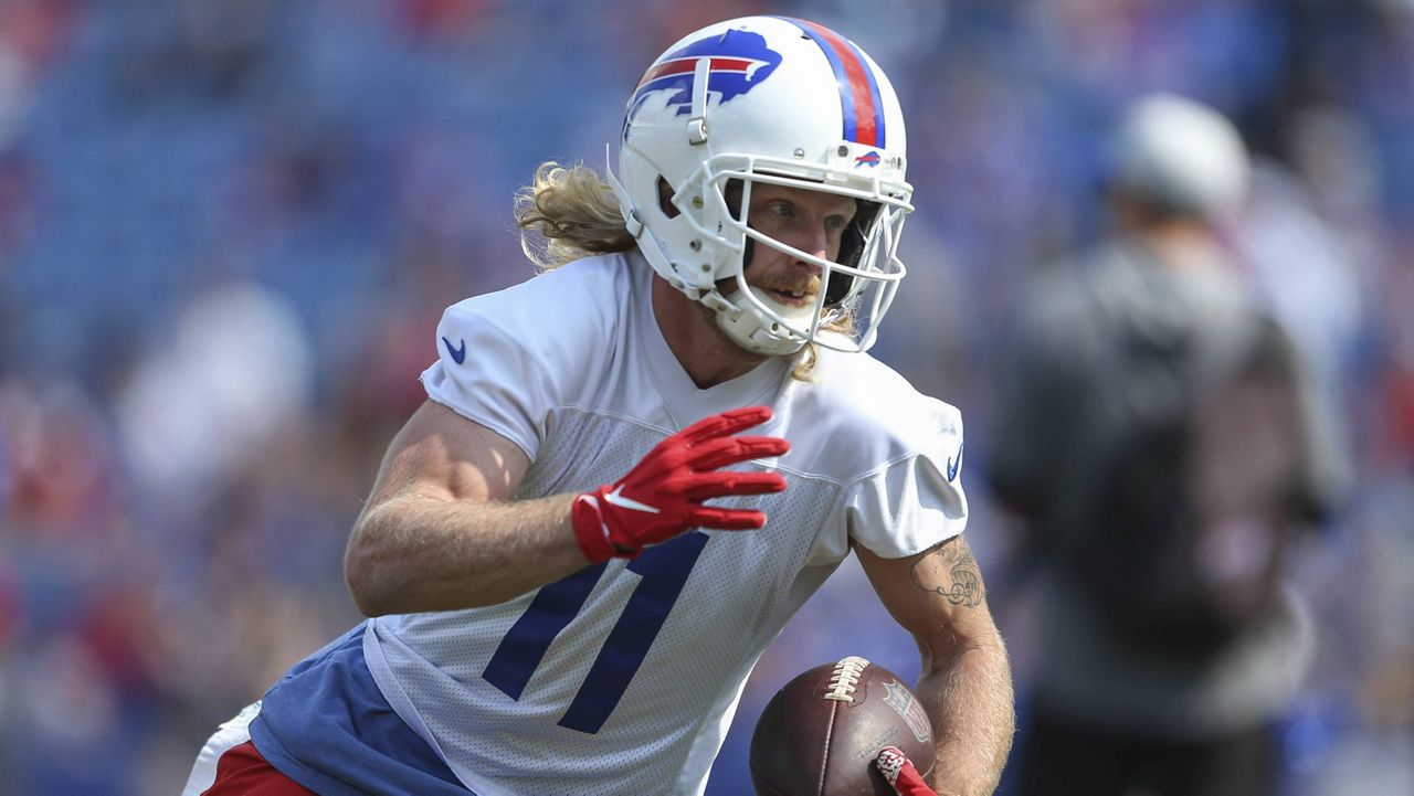 Buffalo Bills wide receiver Cole Beasley runs after a catch during practice on July 31 in Orchard Park, N.Y. (AP Photo/Joshua Bessex)