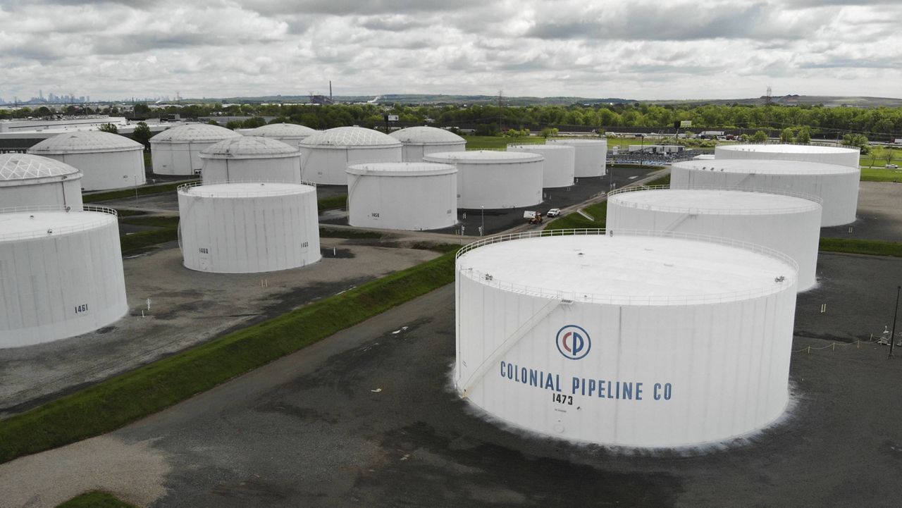 Colonial Pipeline storage tanks are seen in Woodbridge, N.J., on May 10. (AP Photo/Ted Shaffrey)