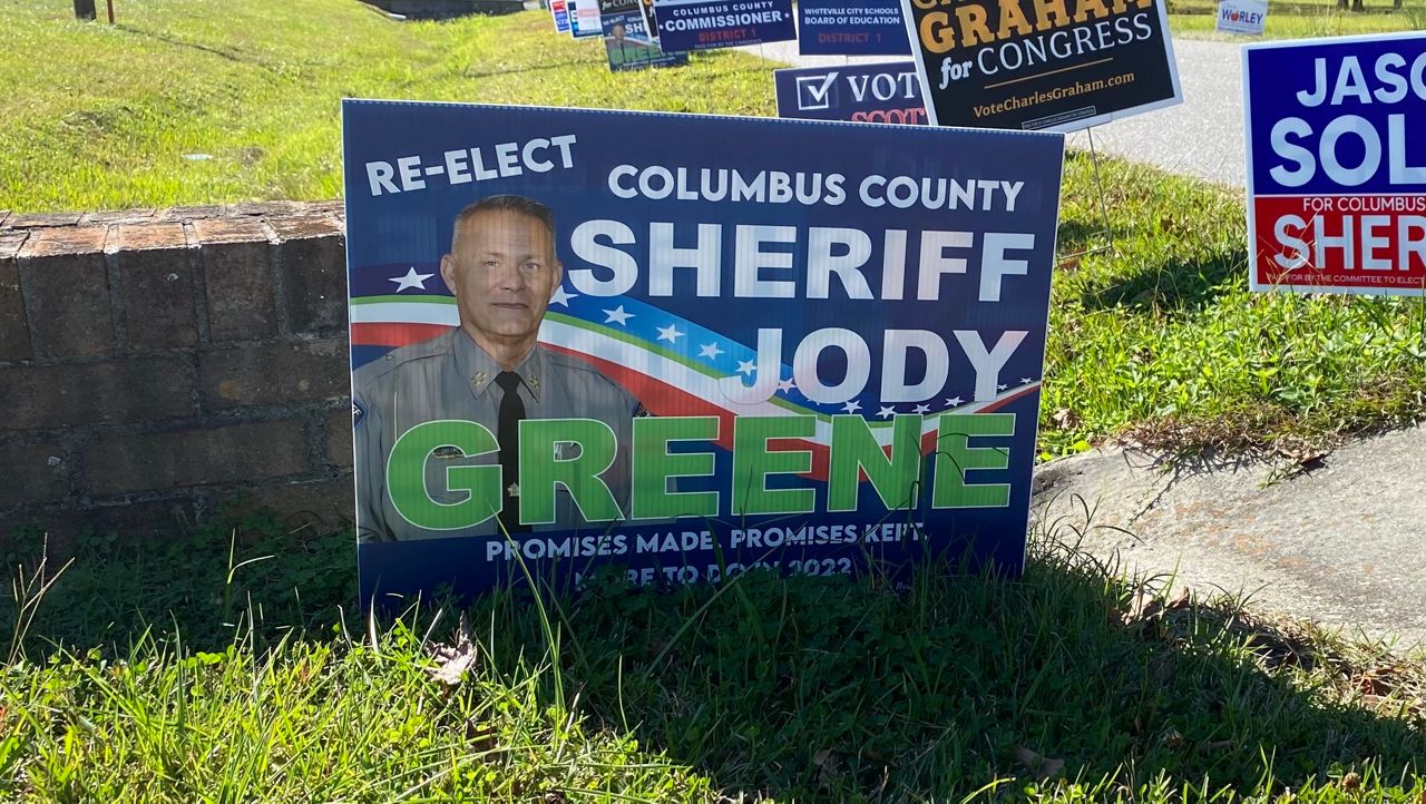 Columbus County Sheriff Jody Greene resigned in October but then won reelection Nov. 8. He resigned again Wednesday facing a new hearing to remove his from office over a recording of racist comments and other accusations of misconduct. (Charles Duncan/Spectrum News 1)