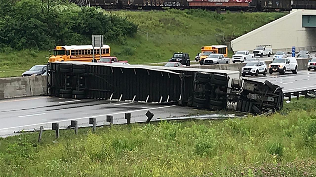 Overturned trailer