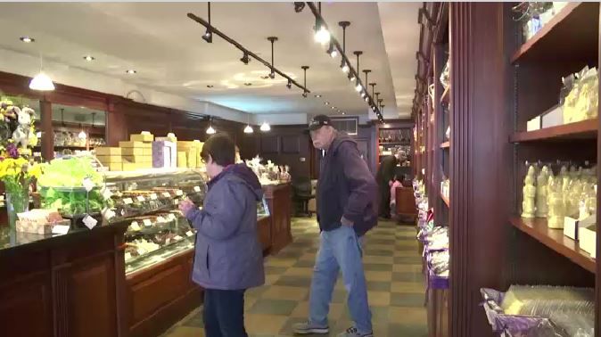 Customers browse at Commodore Chocolatier 