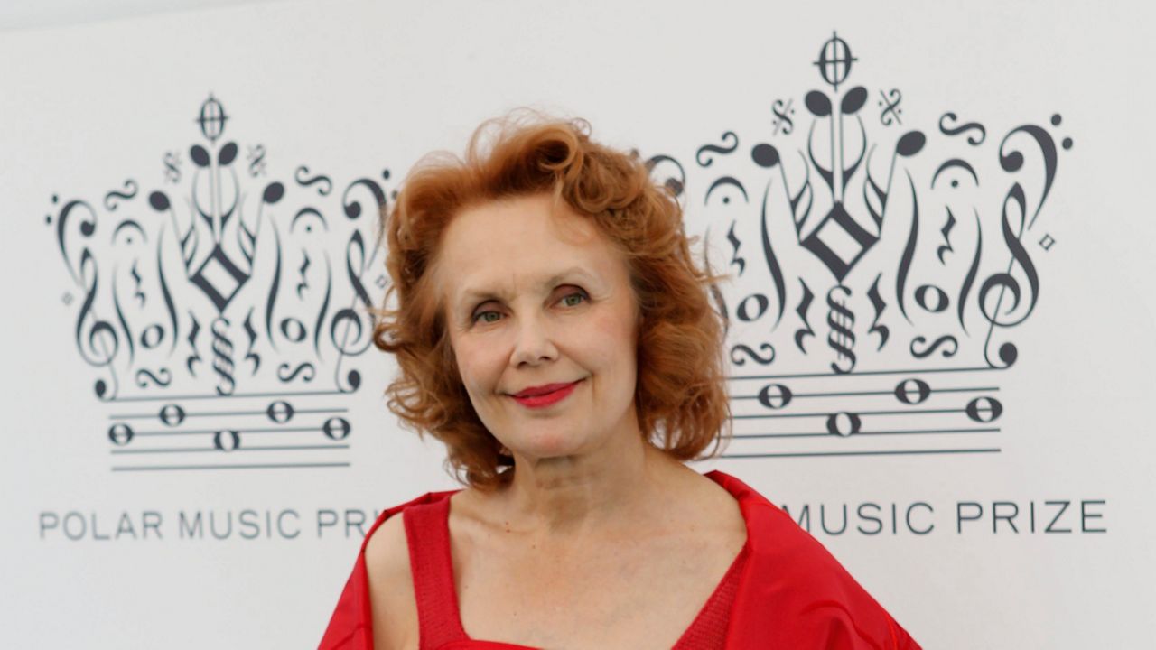 Composer Kaija Saariaho of Finland arrives for the Polar Music Prize ceremony at the Stockholm concert hall in Stockholm on Aug. 27, 2013.
