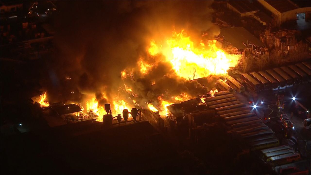 Huge Fire Damages Businesses In Industrial Area Of Compton