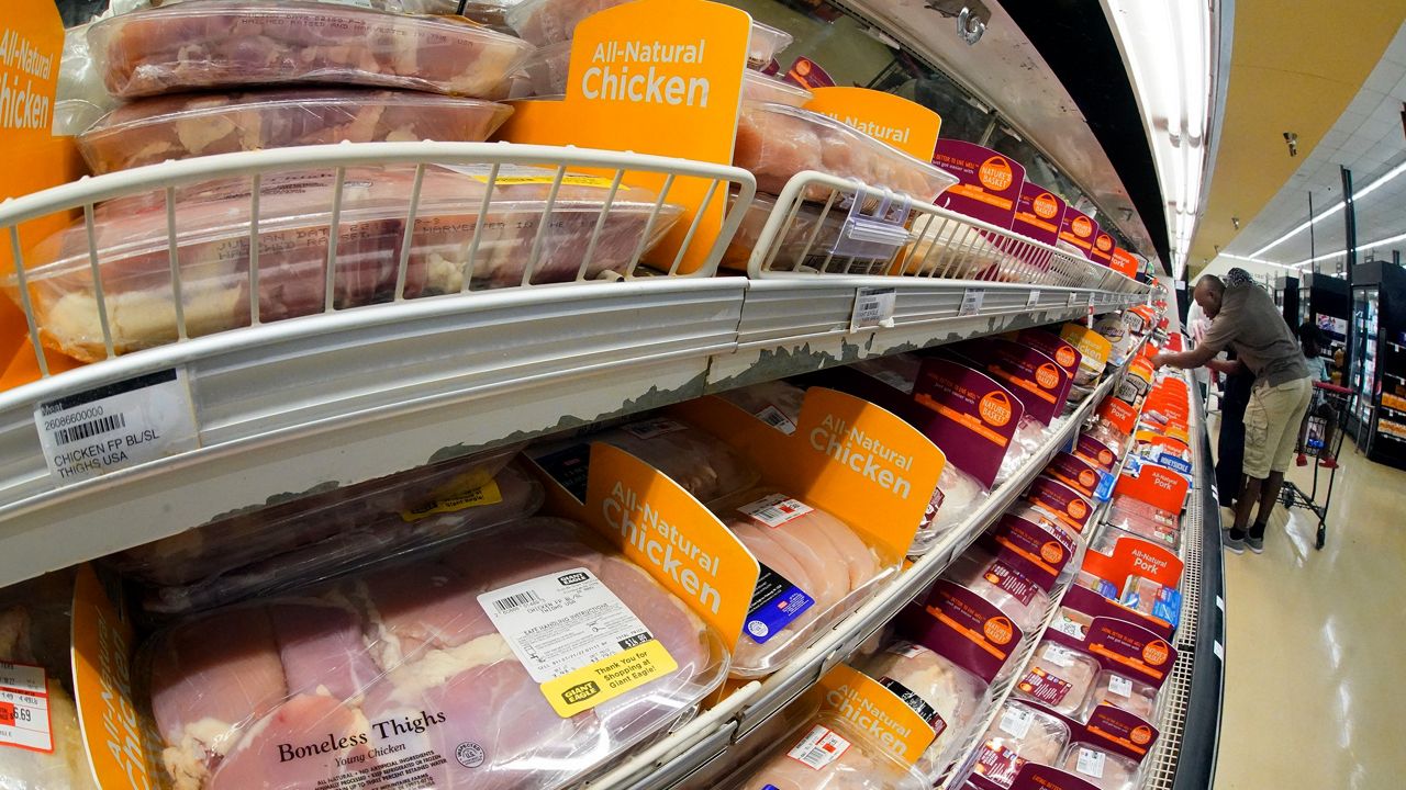 Chicken is on display Tuesday in a market in Pittsburgh. (AP Photo/Gene J. Puskar)