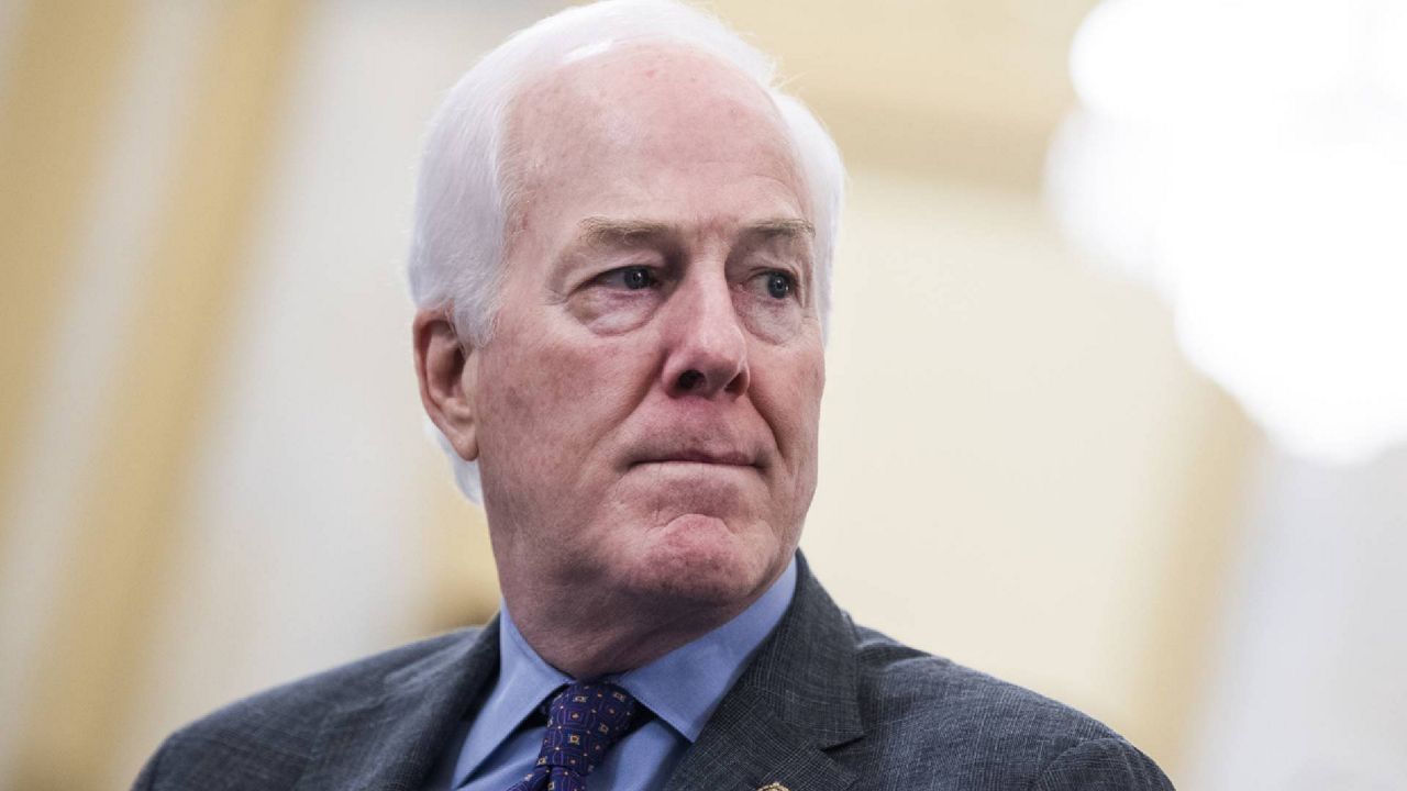 FILE - Sen. John Cornyn, R-Texas, attends a confirmation hearing in February on Capitol Hill in Washington. (Tom Williams/Pool via AP)