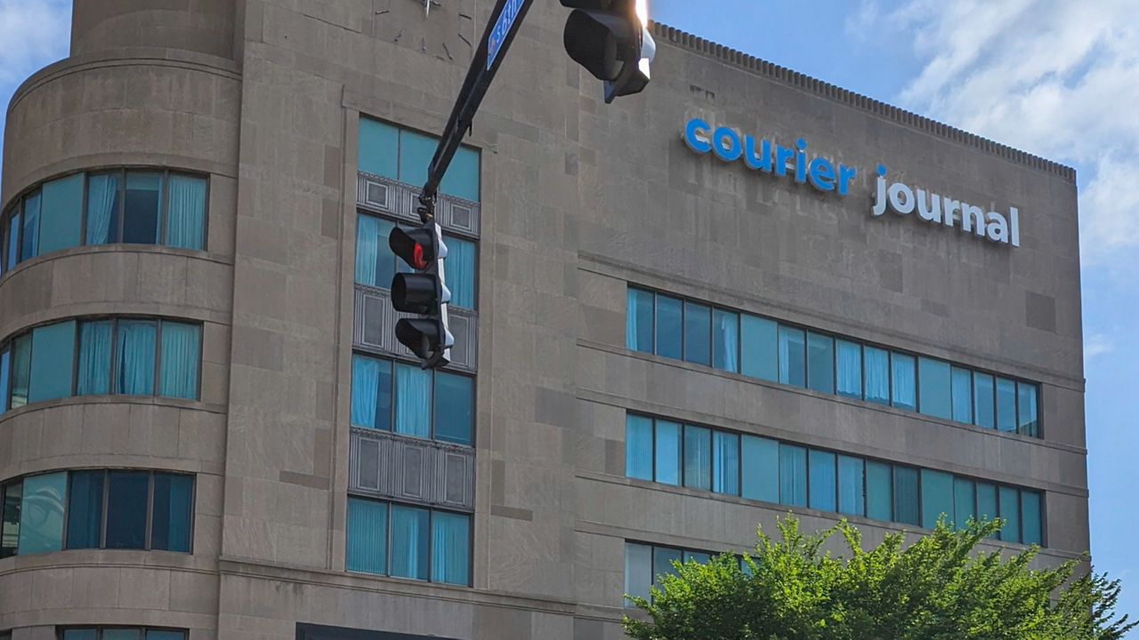 Photo of the Courier Journal building that was listed for sale in April 2021. (Spectrum News 1/Paige Burgess)