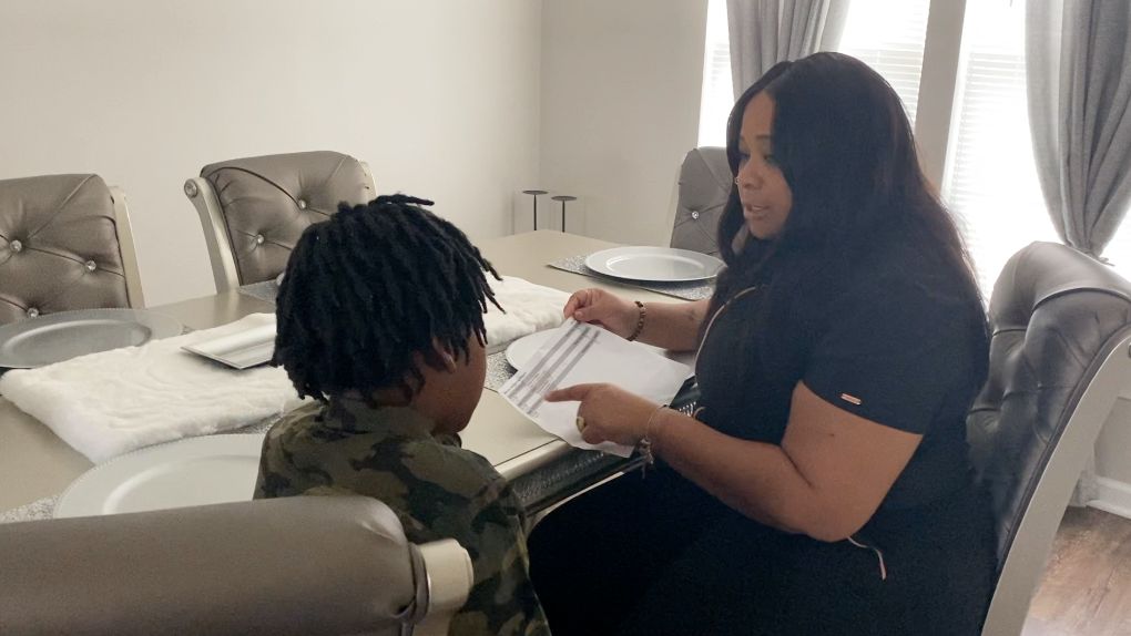 Raven Montgomery with her son.