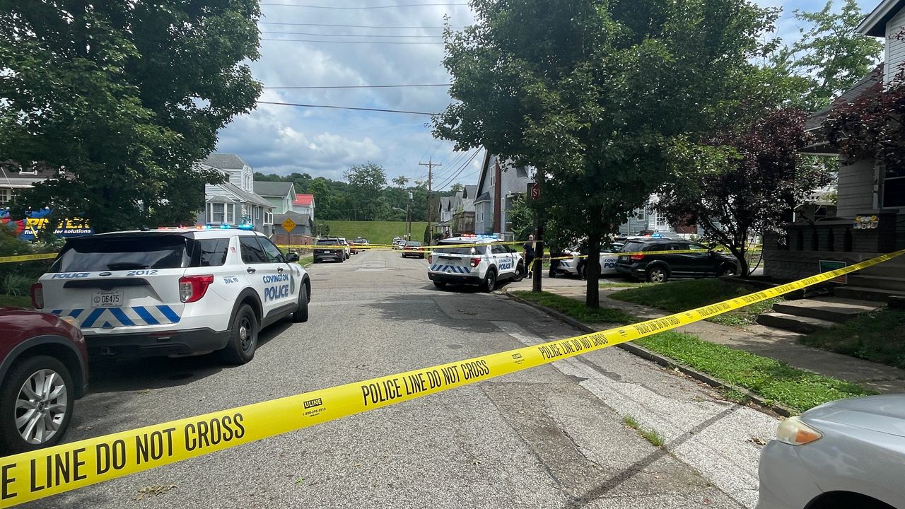 Kentucky State Police investigate an officer-involved shooting in Covington. (Spectrum News 1/Katie Forcade)