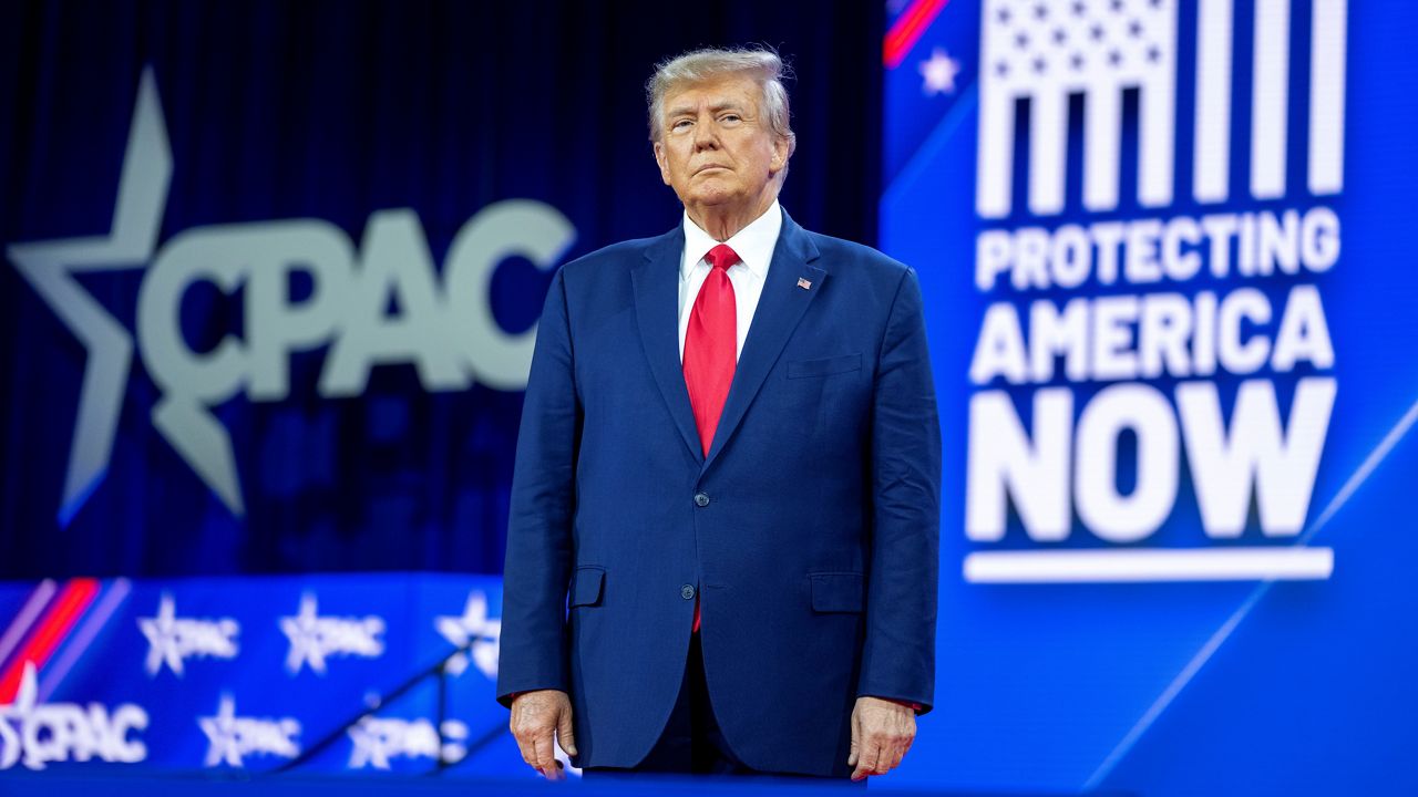 Former President Donald Trump arrives to speak at the Conservative Political Action Conference on Saturday, March 4, 2023. (AP Photo/Alex Brandon)