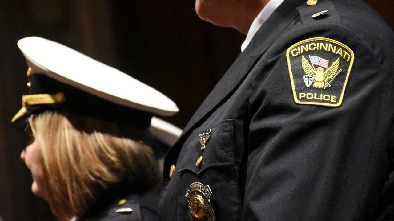 A Cincinnati Police Department patch worn the shoulder of an officer. (Casey Weldon/Spectrum News 1)