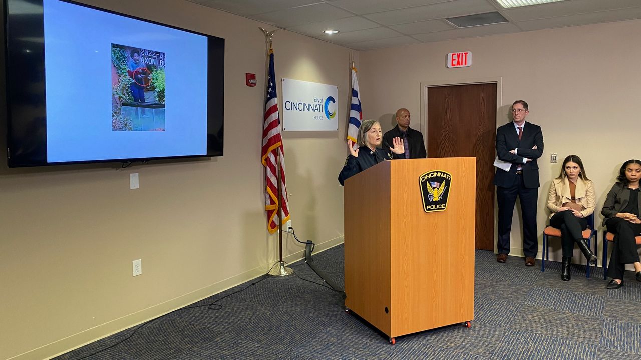 The Cincinnati Police Department held a press conference to show body cam video from an officer-involved shooting in Covington, Ky. (Casey Weldon/Spectrum News 1)