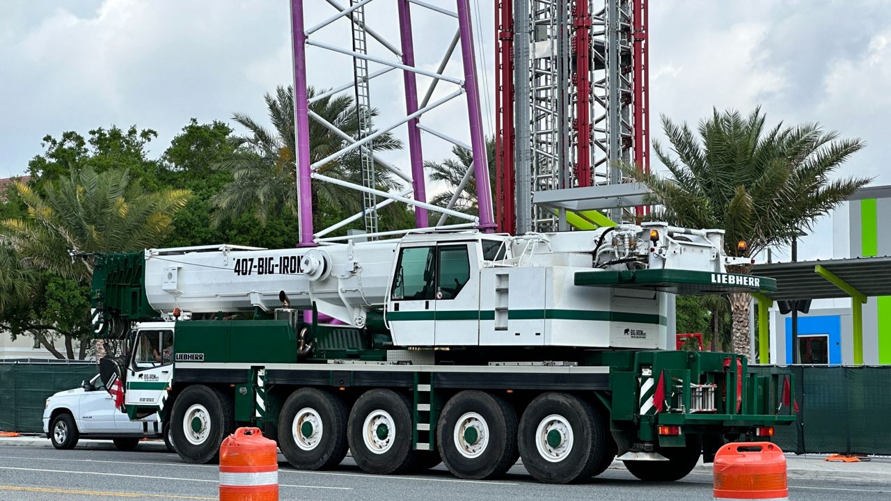 People were working on the Orlando FreeFall ride last Tuesday ahead of its removal from ICON Park. (File photo)