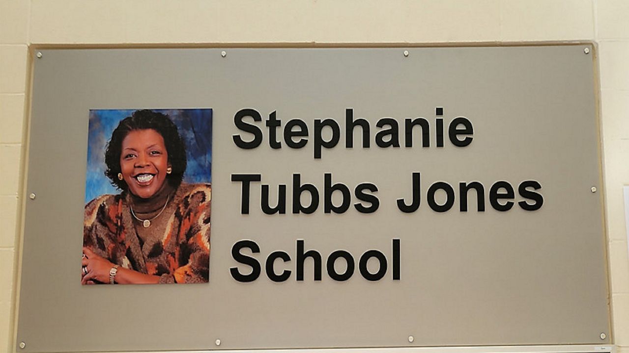 "Stephanie Tubbs Jones School" is the new name of the school located in the community where the late Congresswoman was raised. 
