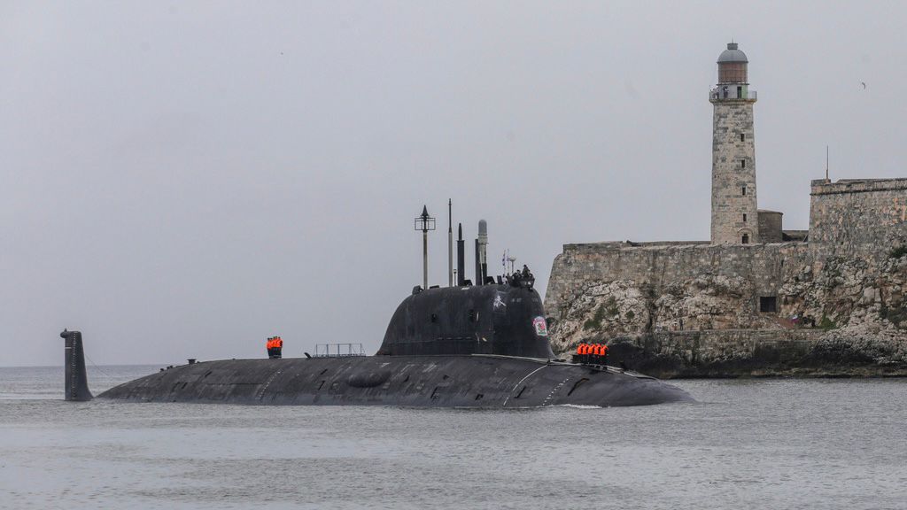 U.S. submarine in Guantanamo Bay following Russian warships