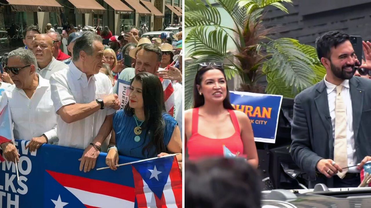 Images of Andrew Cuomo and Zohran Mamdani at the Puerto Rican Day Parade.