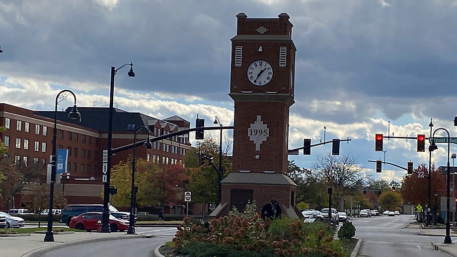 With City Council approval, a downtown outdoor refreshment area would run north and south along the river in Cuyahoga Falls' busy downtown business district. (Spectrum News 1/Jennifer Conn)