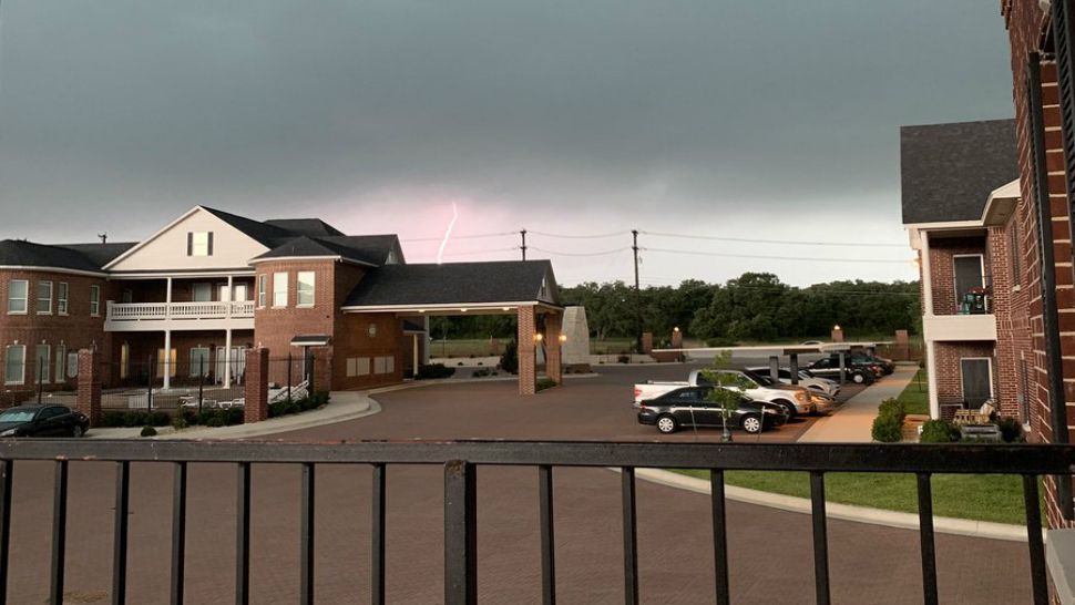 Lightning is visible in Belton, Texas, in this image from June 16, 2019. (Courtesy: Coach Phillip Ketterman/Twitter)