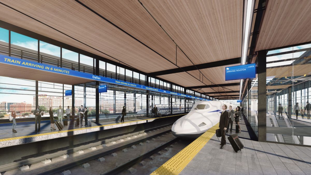 Rendering of the proposed high-speed rail system station in Dallas. (Photo Courtesy: Texas Central Railroad)