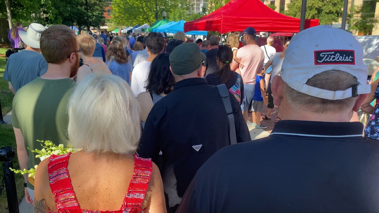 Crowds at a farmers market