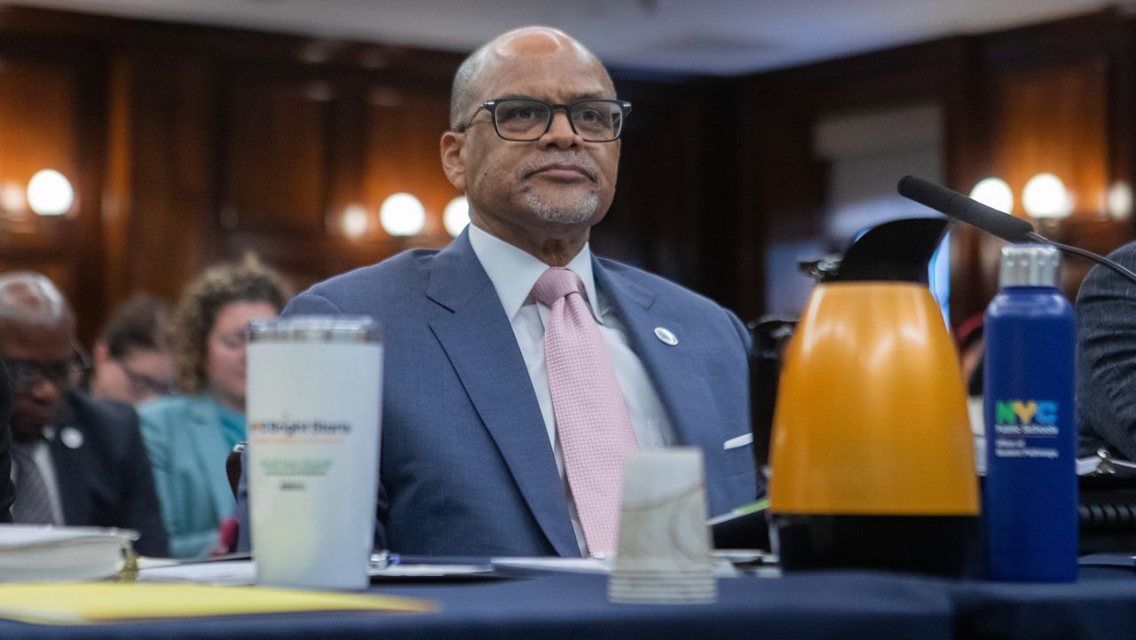 New York City Schools Chancellor David Banks is pictured during a budget hearing.