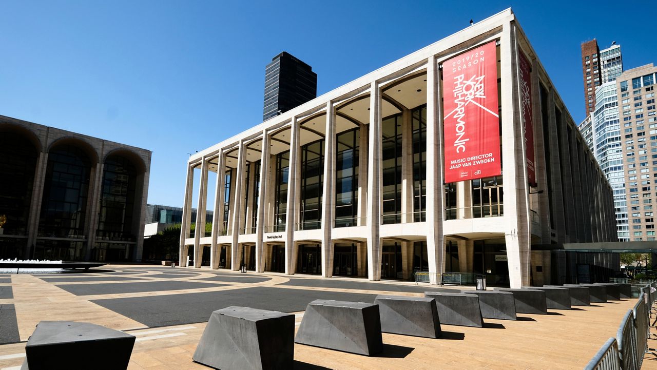 David Geffen Hall at Lincoln Center appears closed during the COVID-19 lockdown in New York on May 12, 2020.