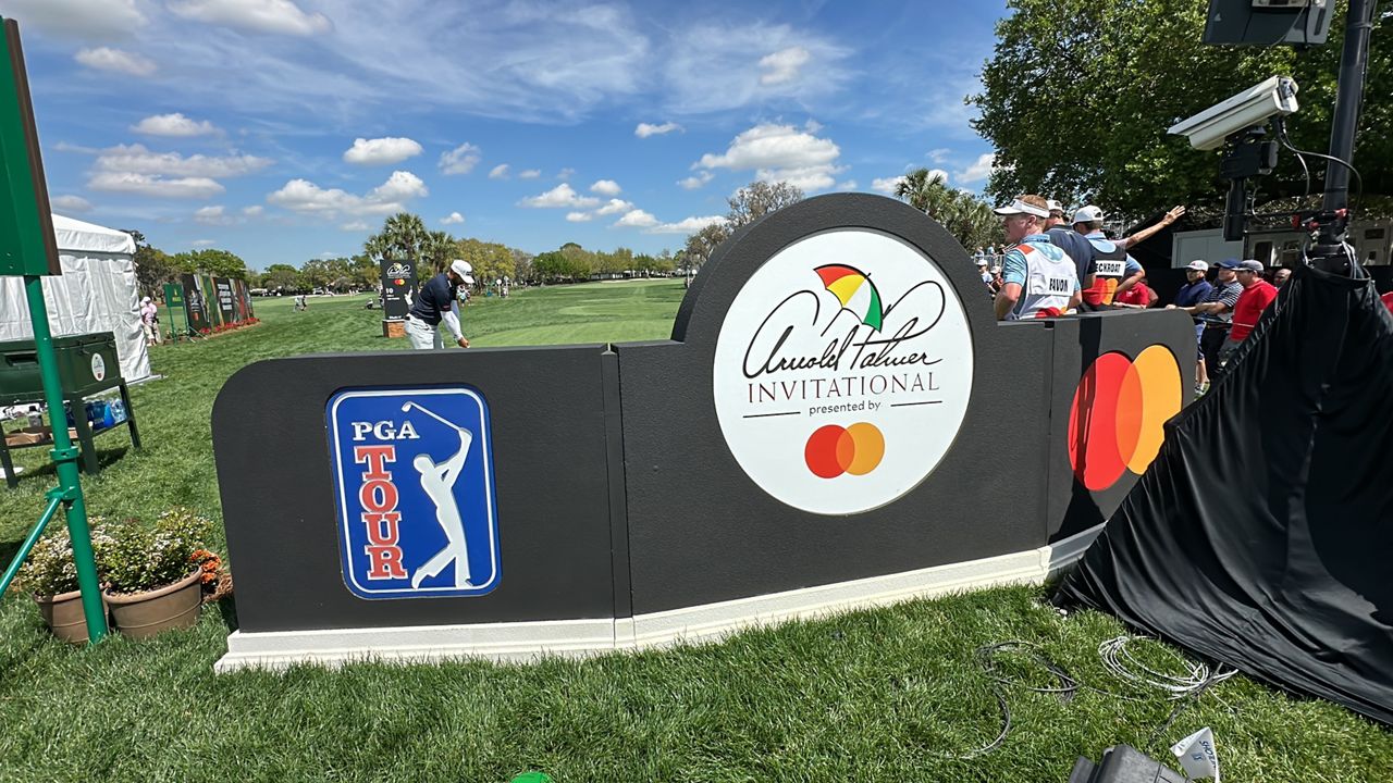 Golfers like Matthieu Pavon steps up to the tee to begin play at the Arnold Palmer Invitational at Bay Hill on Thursday. (Spectrum News/Nick Allen)