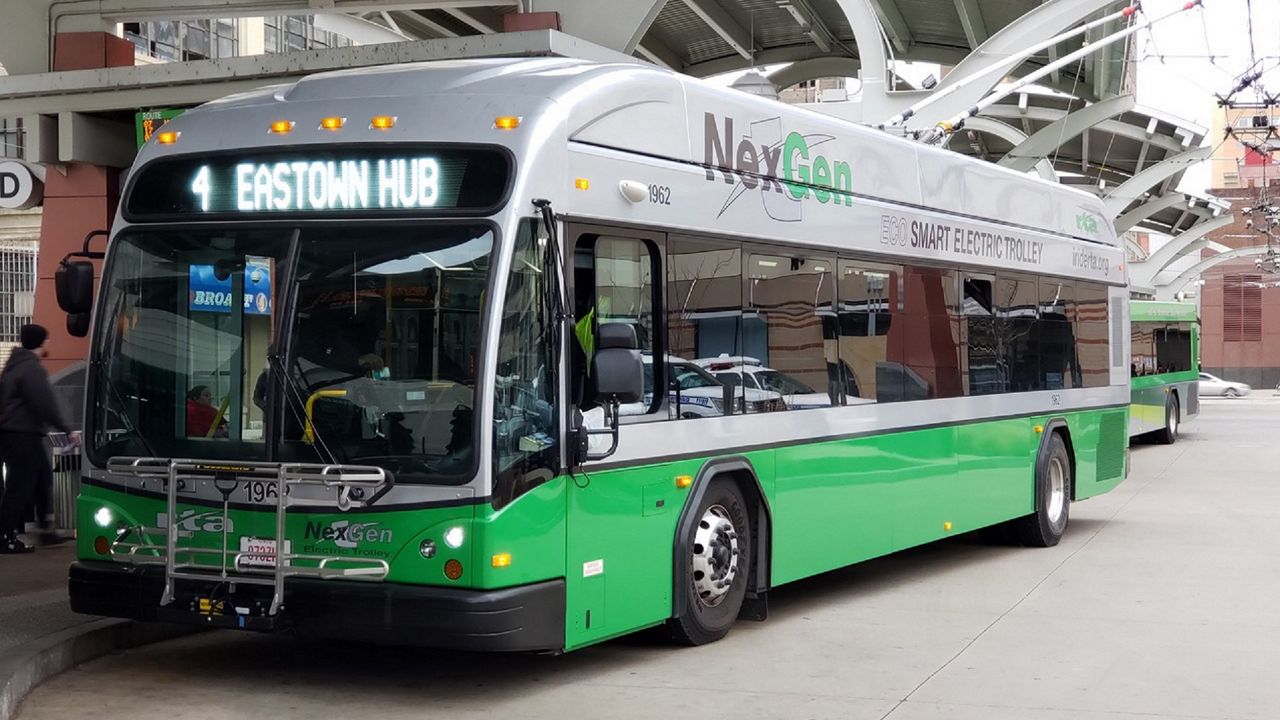 A "NexGen" electric trolley bus operated in Dayton, Ohio. (Photo courtesy of Greater Dayton Regional Transit Authority)