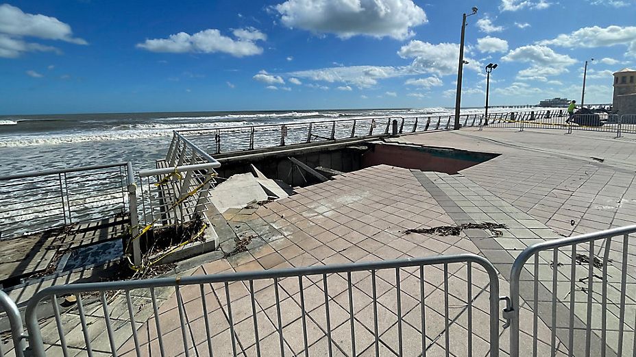 Daytona Beach Boardwalk damaged during Hurricane Nicole