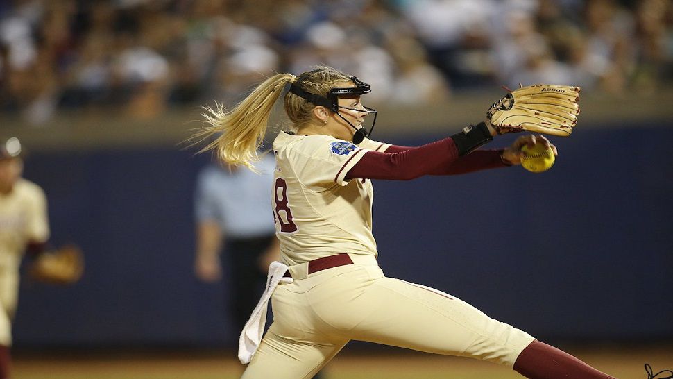 Pitcher Meghan King settled down after a rough start to complete a record-setting Women's College World Series, and Florida State beat Washington 8-3 on Tuesday night to claim its first national title.
