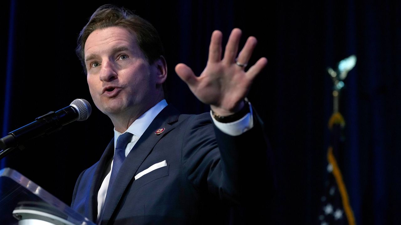 Democratic presidential candidate Rep. Dean Phillips, D-Minn., speaks at South Carolina's "First in the Nation" dinner at the South Carolina State Fairgrounds in Columbia, S.C., Saturday Jan. 27, 2024. (AP Photo/Jacquelyn Martin)