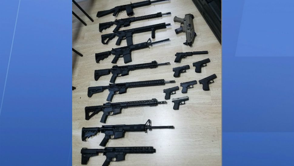 Four teens and one man from Orlando were arrested after being accused of breaking into a DeBary gun store and stealing 18 firearms. (Volusia County Sheriff's Office)