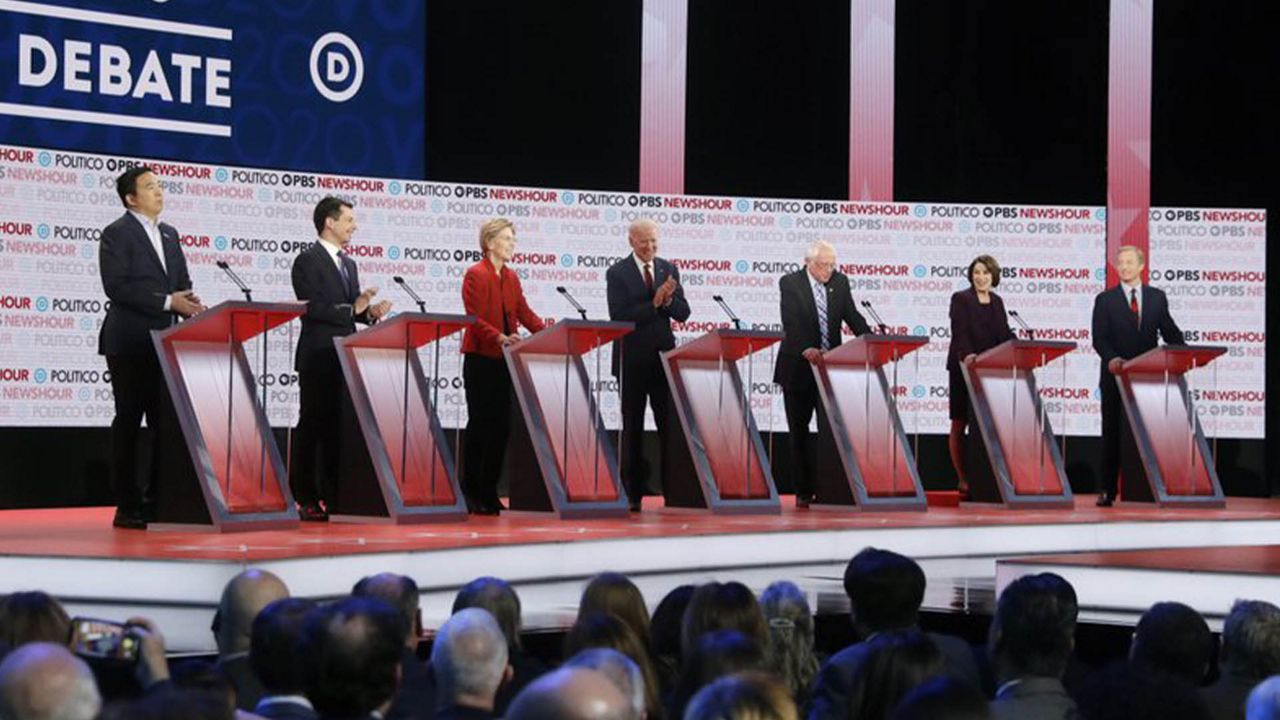 Candidates on stage at the debate