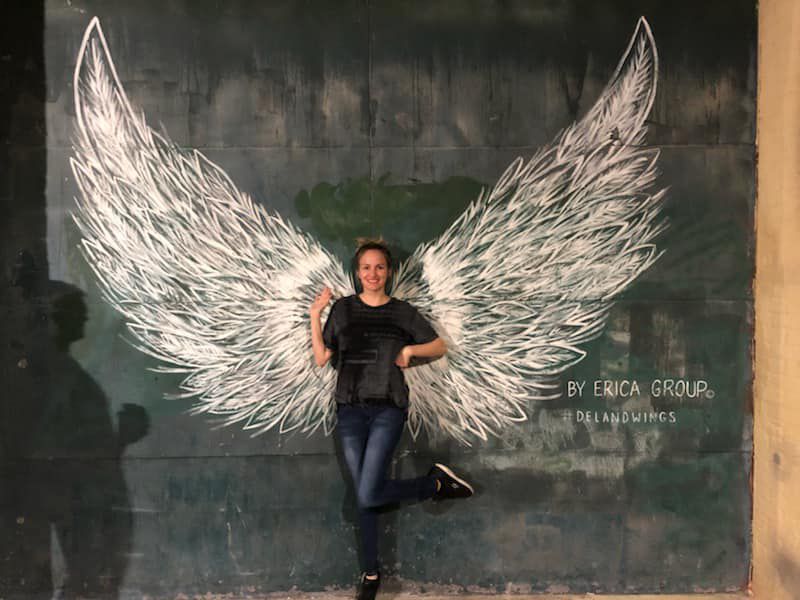 Osamah Aljehani enjoys the fact that one friend is "wearing" the wings while another is in shadow. (Osamah Aljehani, Viewer)