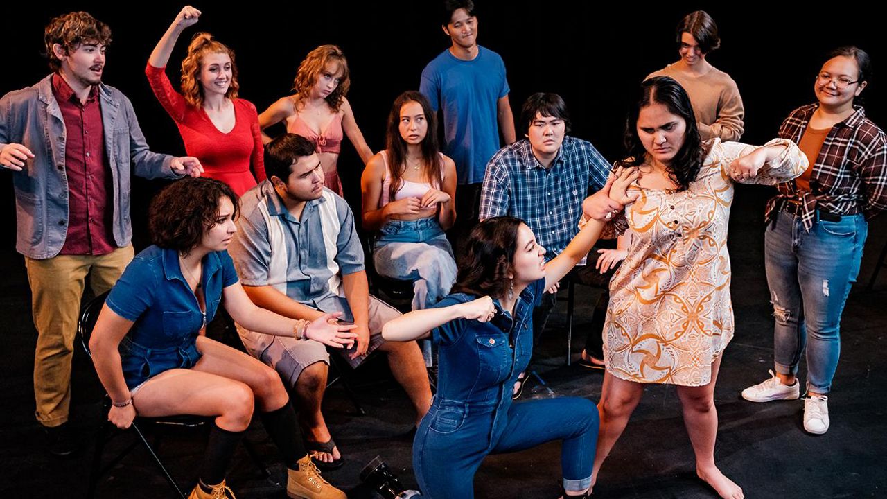 Originally performed at Kumu Kahua Theatre in 2018, "Demigods Anonymous" has been updated to feature a new ending and approach for its Paliku Theatre debut this month. (Photo courtesy of Windward Community College)