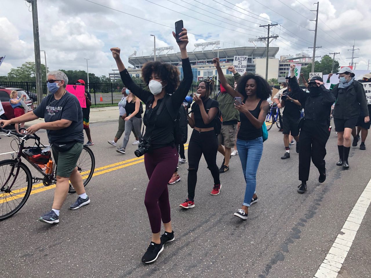 Black Lives Matter protesters march along W. Tampa Bay Boulevard in Tampa, Saturday, June 13, 2020. (Ashley Paul/Spectrum Bay News 9)