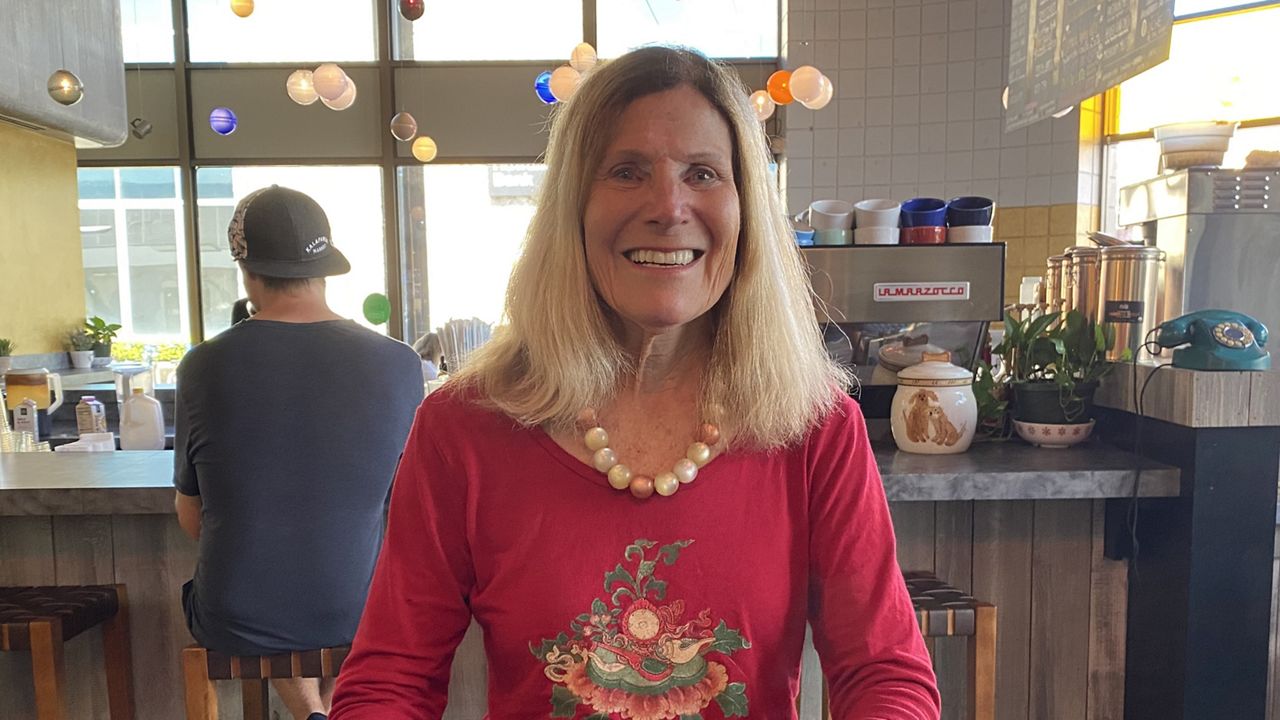 Denby Fawcett at Coffee Talk in Kaimuki in 2023. (Spectrum News/Michelle Broder Van Dyke)