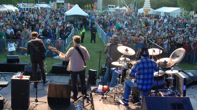 A crowd looks on while a band plays at the Denton Arts & Jazz Festival. (Courtesy: Denton Arts & Jazz Festival website)